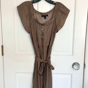 Banana Republic Women's Silk Sheath Dress Flutter Sleeve w/pockets Brown Size 8